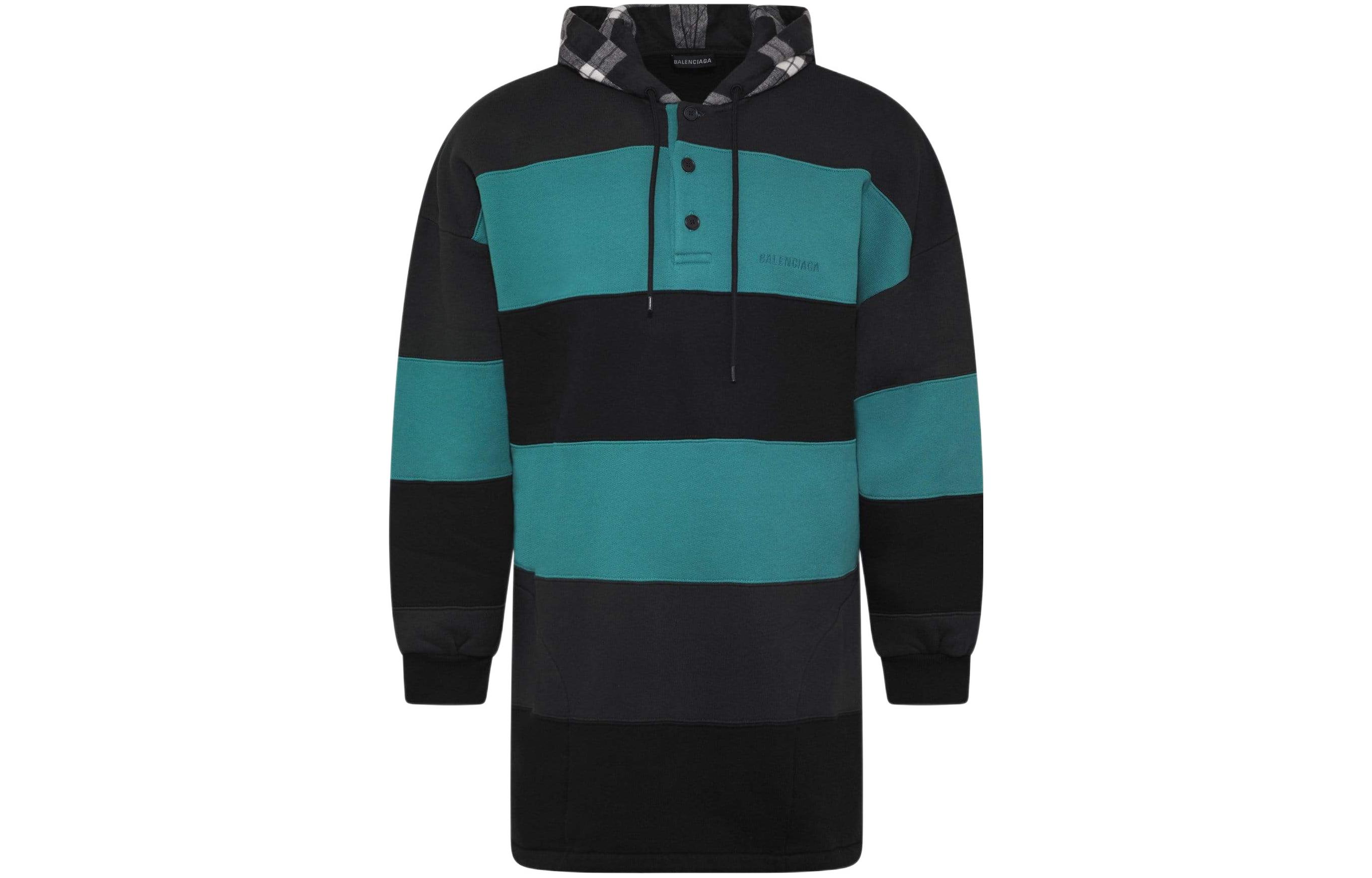 Balenciaga FW22 Striped Logo Hoodie Black - Regular Fit 556137TDV325567