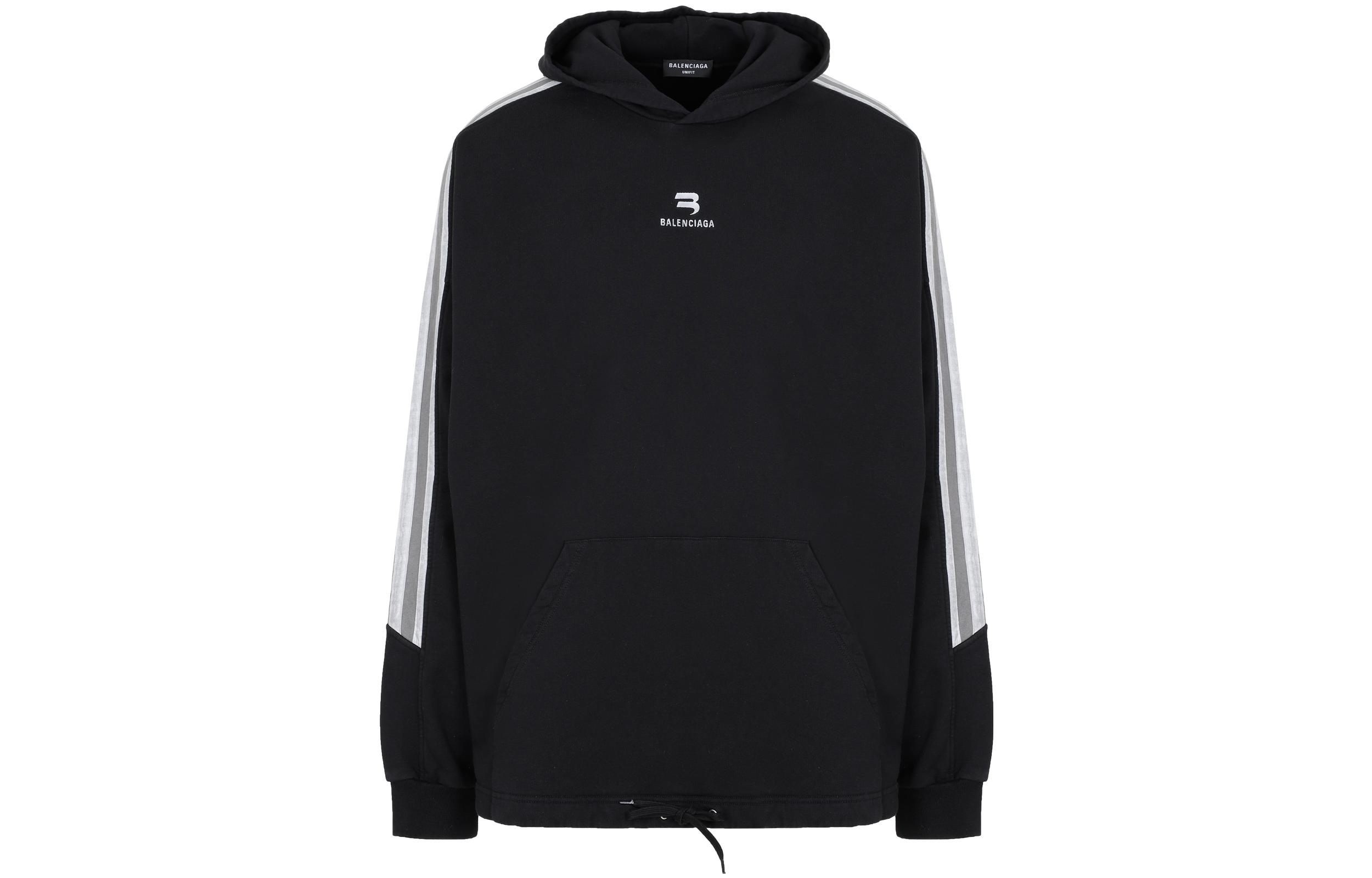 Balenciaga FW22 Striped Logo Print Hoodie  Black Long Sleeve Sweatshirt 704023TMVG23869 圖 2