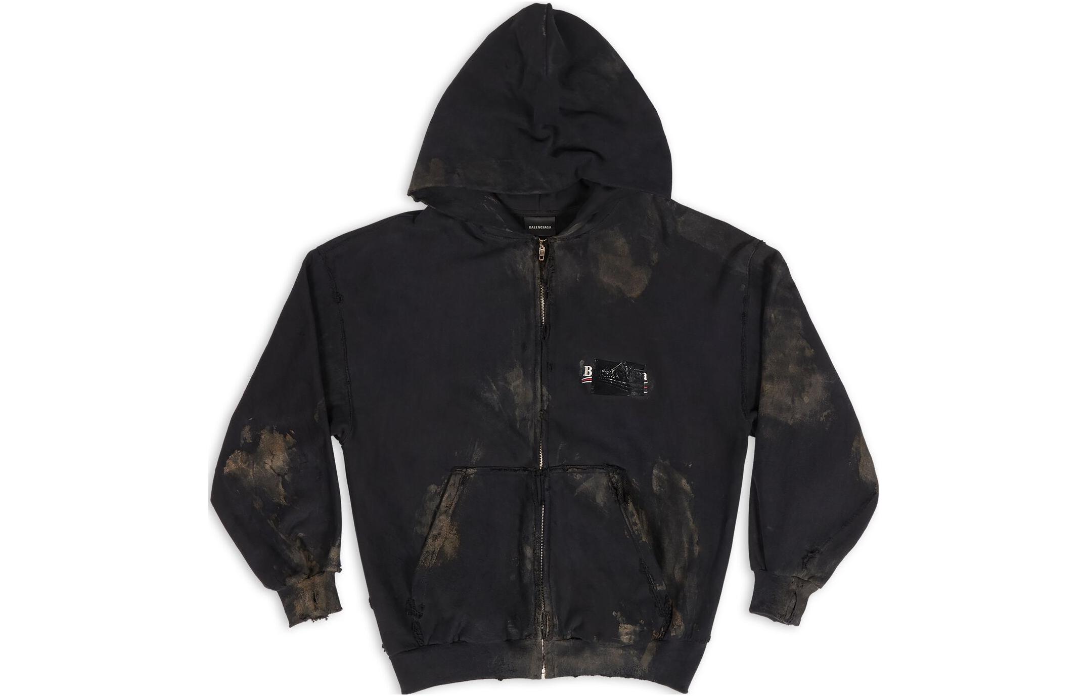 Balenciaga FW22 Tie-Dye Logo Zip-Up Hoodie Oversized Unisex - Black. 720424-TNVK5-1089 圖 2