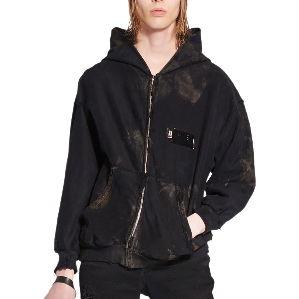 Balenciaga FW22 Tie-Dye Logo Zip-Up Hoodie Oversized Unisex - Black. 720424-TNVK5-1089 圖 3