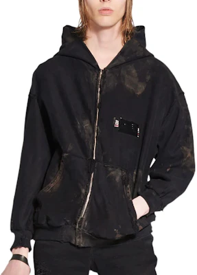 巴黎世家 FW22 漸層染標誌拉鍊連帽外套 寬鬆中性版 - 黑色 720424-TNVK5-1089 Lookbook 巴黎世家 FW22 漸層染標誌拉鍊連帽外套 寬鬆中性版 - 黑色 720424-TNVK5-1089