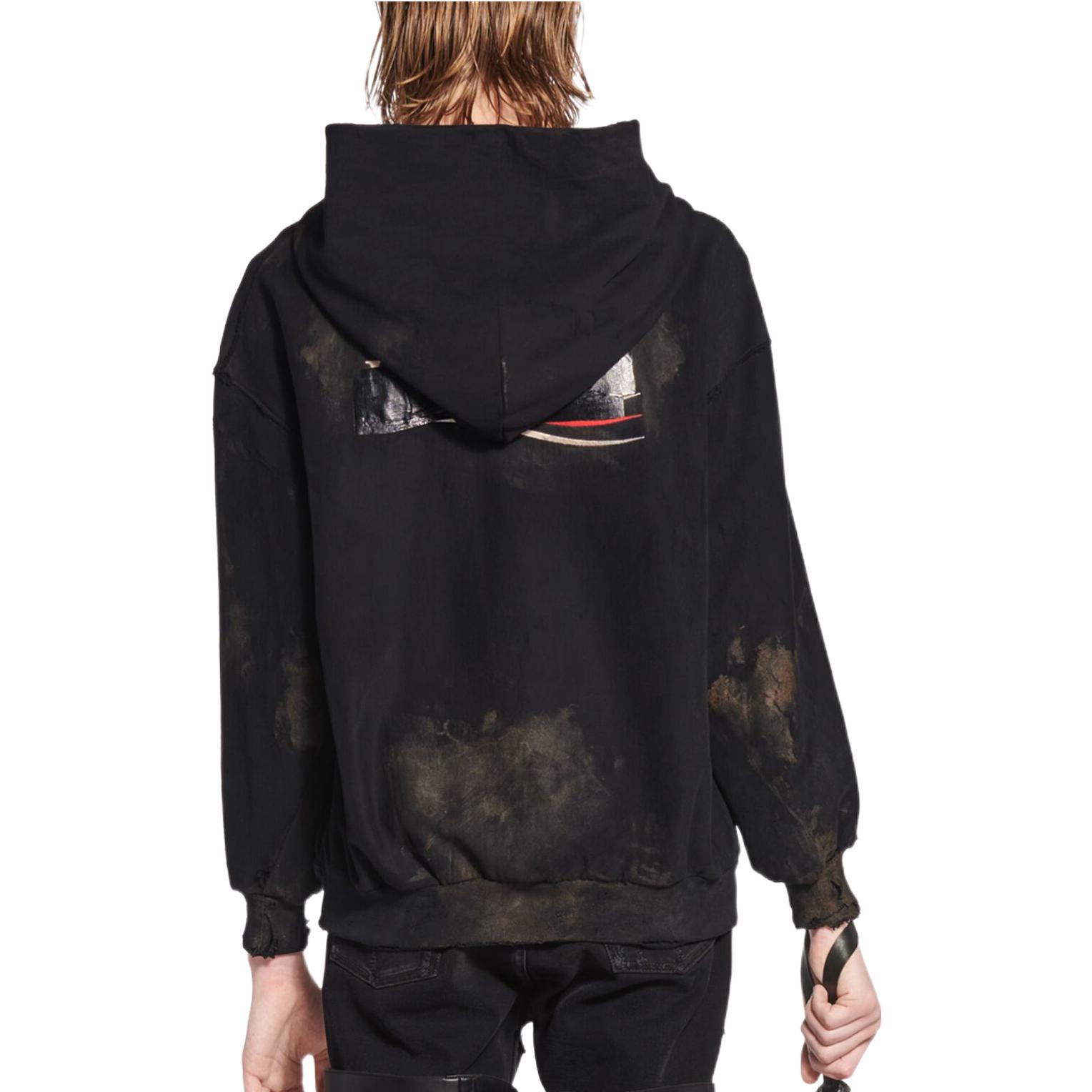 Balenciaga FW22 Tie-Dye Logo Zip-Up Hoodie Oversized Unisex - Black. 720424-TNVK5-1089 圖 4
