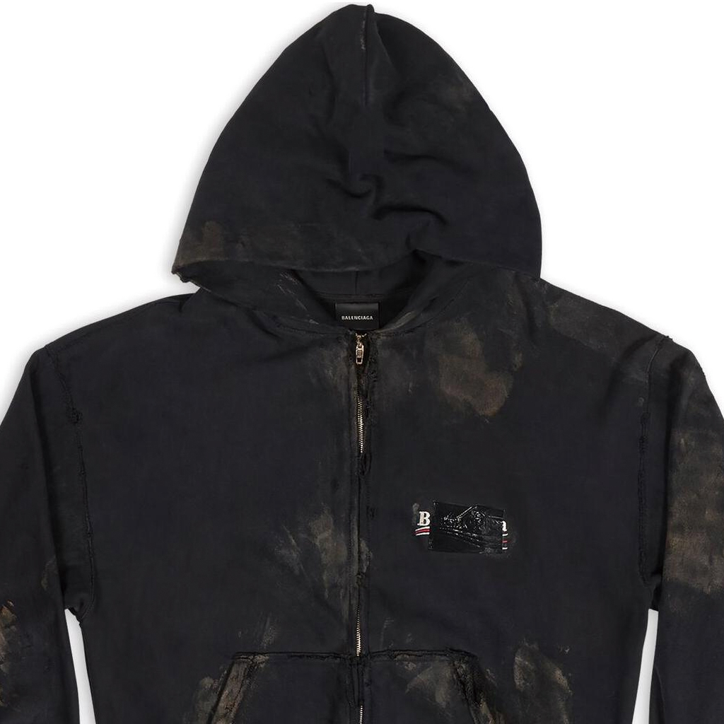 Balenciaga FW22 Tie-Dye Logo Zip-Up Hoodie Oversized Unisex - Black. 720424-TNVK5-1089 圖 6