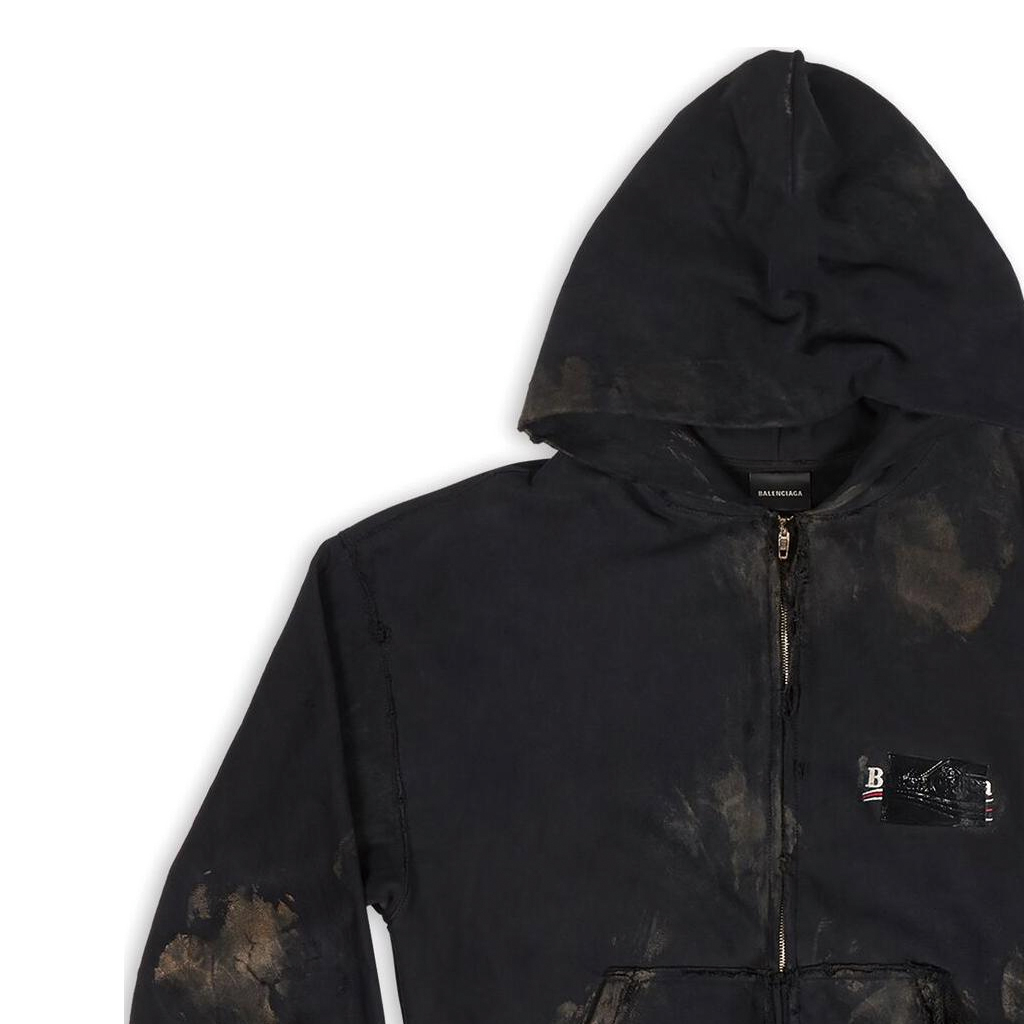 Balenciaga FW22 Tie-Dye Logo Zip-Up Hoodie Oversized Unisex - Black. 720424-TNVK5-1089 圖 7