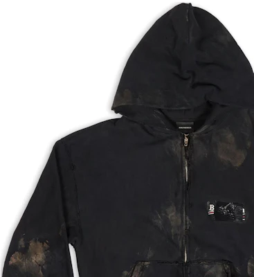 巴黎世家 FW22 漸層染標誌拉鍊連帽外套 寬鬆中性版 - 黑色 720424-TNVK5-1089 Sizing 巴黎世家 FW22 漸層染標誌拉鍊連帽外套 寬鬆中性版 - 黑色 720424-TNVK5-1089