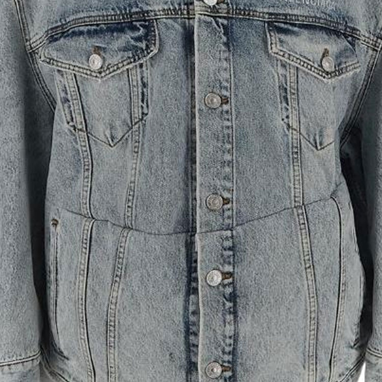 Sizing Balenciaga FW22 Unisex Washed Denim Twill Long Sleeve Jacket Blue. 706654TDW144824