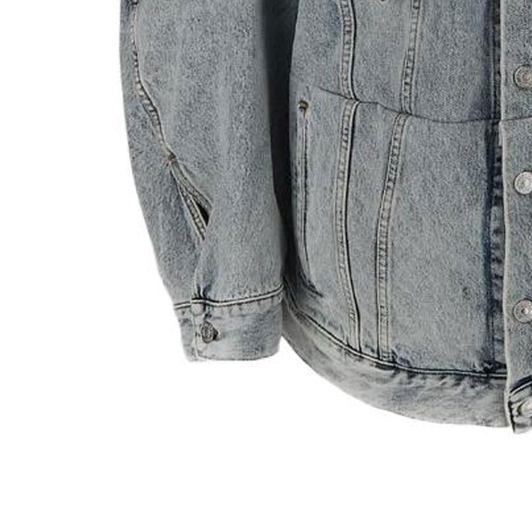 Cheap Balenciaga FW22 Unisex Washed Denim Twill Long Sleeve Jacket Blue. 706654TDW144824