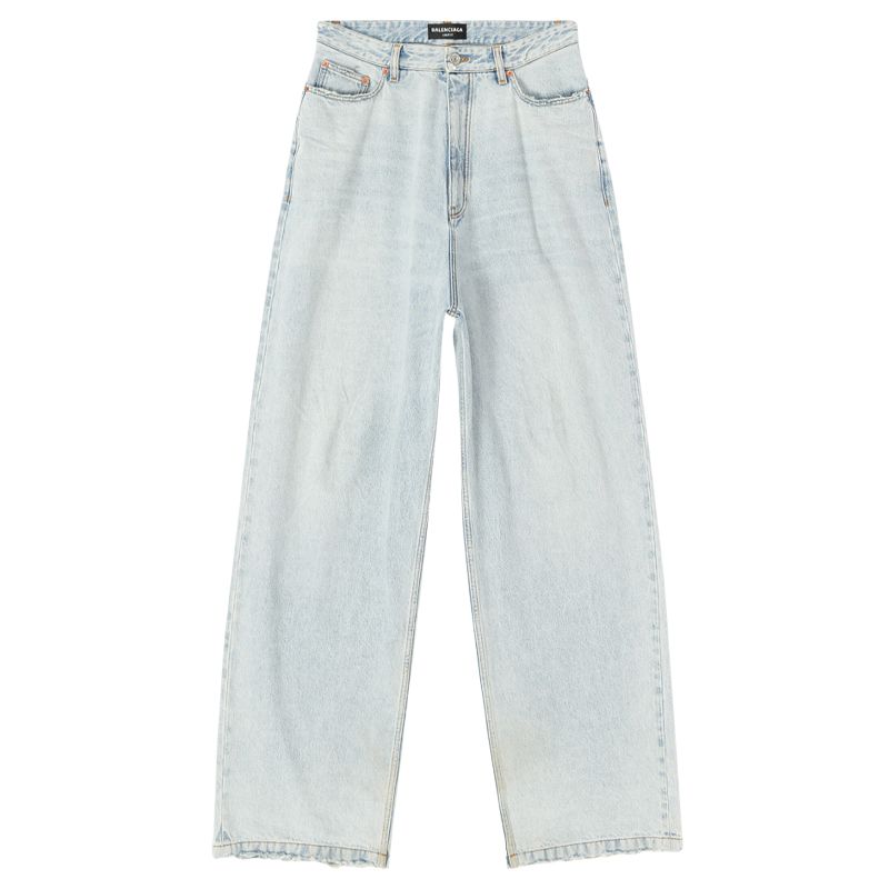 Balenciaga FW22 Vintage High-Waisted Wide-Leg Jeans  Blue 704282TDW144824