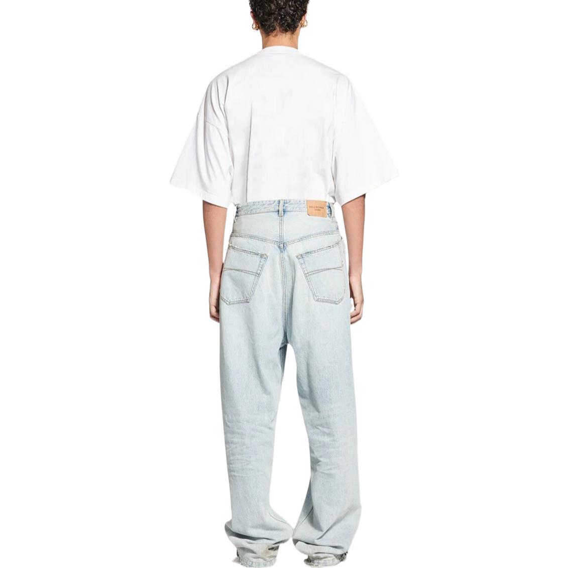 Shop Balenciaga FW22 Vintage Jeans High-Waisted Wide-Leg Biru. 704282TDW144824