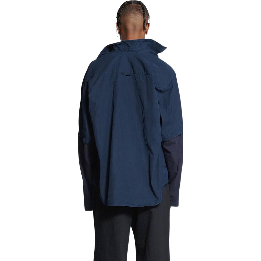 Details for Balenciaga FW22 復古拼接長袖襯衫 寬鬆版型 藍色男裝。 699227TYB184100