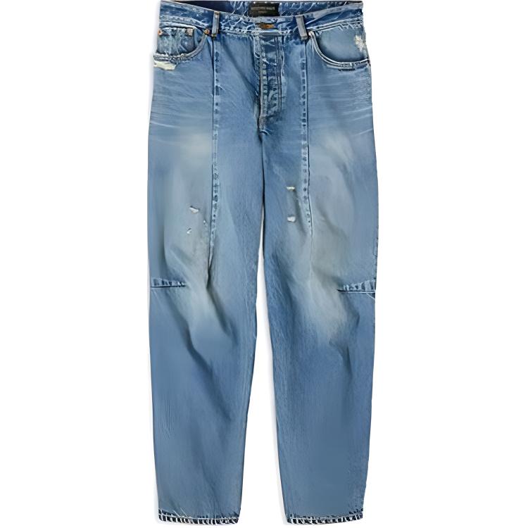 Order Balenciaga FW22 Vaqueros Azul Lavado Desgastados Talle Medio Largos 719344TNW014268