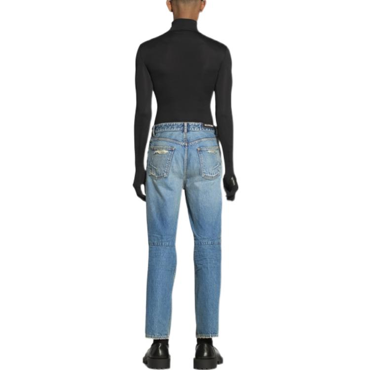 Purchase Balenciaga FW22 Vaqueros Azul Lavado Desgastados Talle Medio Largos 719344TNW014268