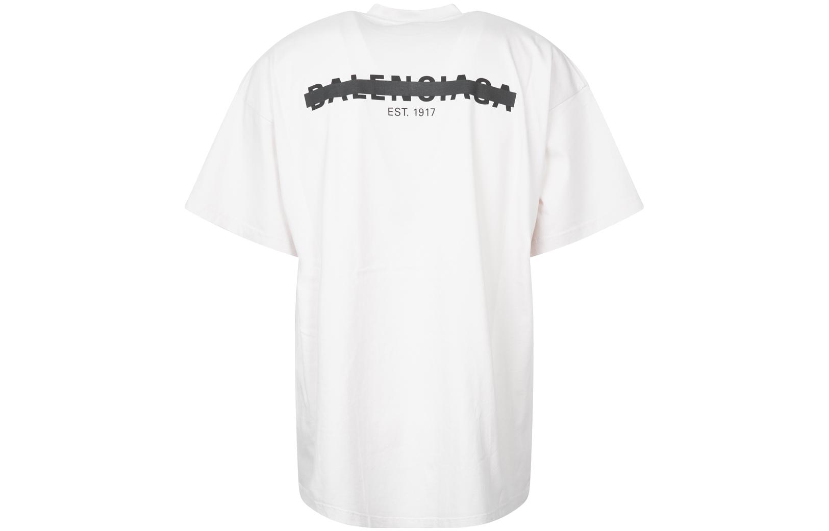 Balenciaga FW22 White Logo Print Oversized Crew Neck T-Shirt 694576TMVJ69800 圖 3