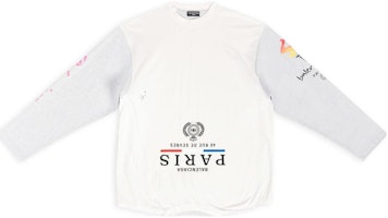 Balenciaga FW22 White Logo Printed Oversized Long Sleeve T-Shirt Casual Fit 698155TMVC99000 Balenciaga FW22 White Logo Printed Oversized Long Sleeve T-Shirt Casual Fit 698155TMVC99000