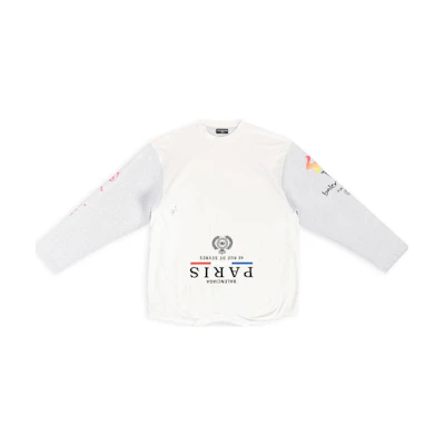 Balenciaga FW22 White Logo Printed Oversized Long Sleeve T-Shirt Casual Fit 698155TMVC99000