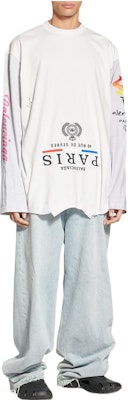 Balenciaga FW22 白色Logo印花寬鬆長袖T恤 休閒版型 698155TMVC99000 Shop Balenciaga FW22 白色Logo印花寬鬆長袖T恤 休閒版型 698155TMVC99000