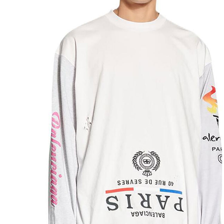 Details for Balenciaga FW22 白色Logo印花寬鬆長袖T恤 休閒版型 698155TMVC99000