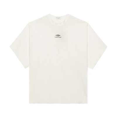 Balenciaga FW22 White Logo Printed Oversized Unisex T-Shirt. 704032TMVJ70978