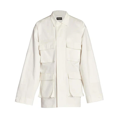 Balenciaga FW22 White Multi-Pocket Long-Sleeve Utility Jacket 400017393618