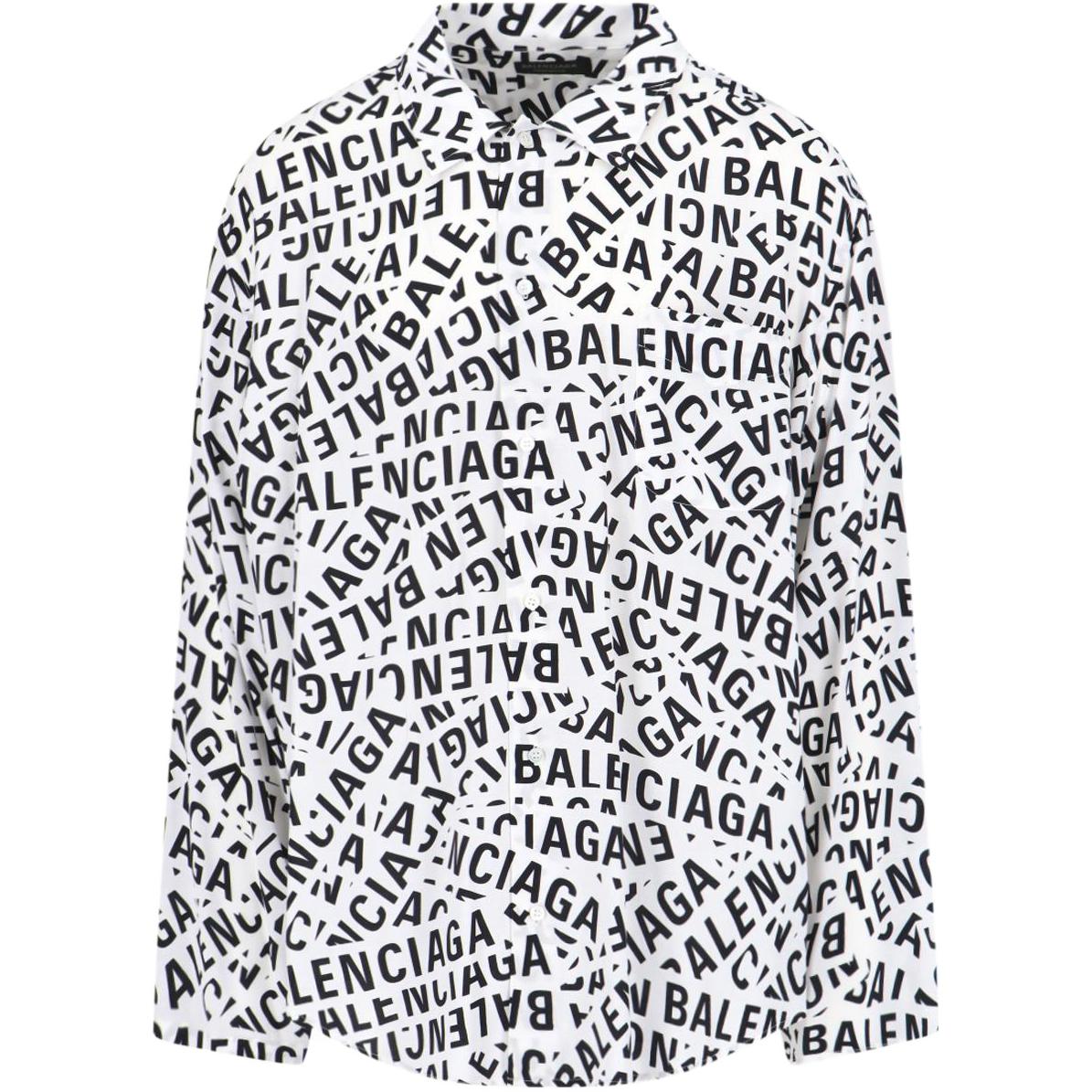 Balenciaga FW23  Alphabet Print Square Neck Shirt White. 681812TML219040