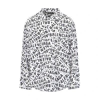 Balenciaga FW23 Alphabet Print Square Neck Shirt White. 681812TML219040