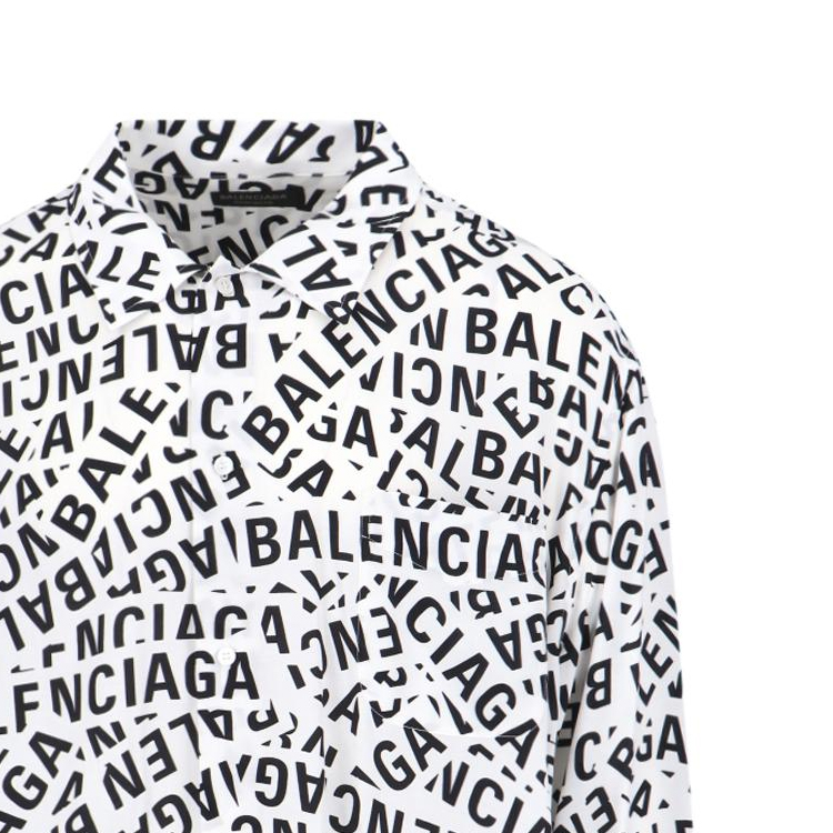 Balenciaga FW23  Alphabet Print Square Neck Shirt White. 681812TML219040 圖 6