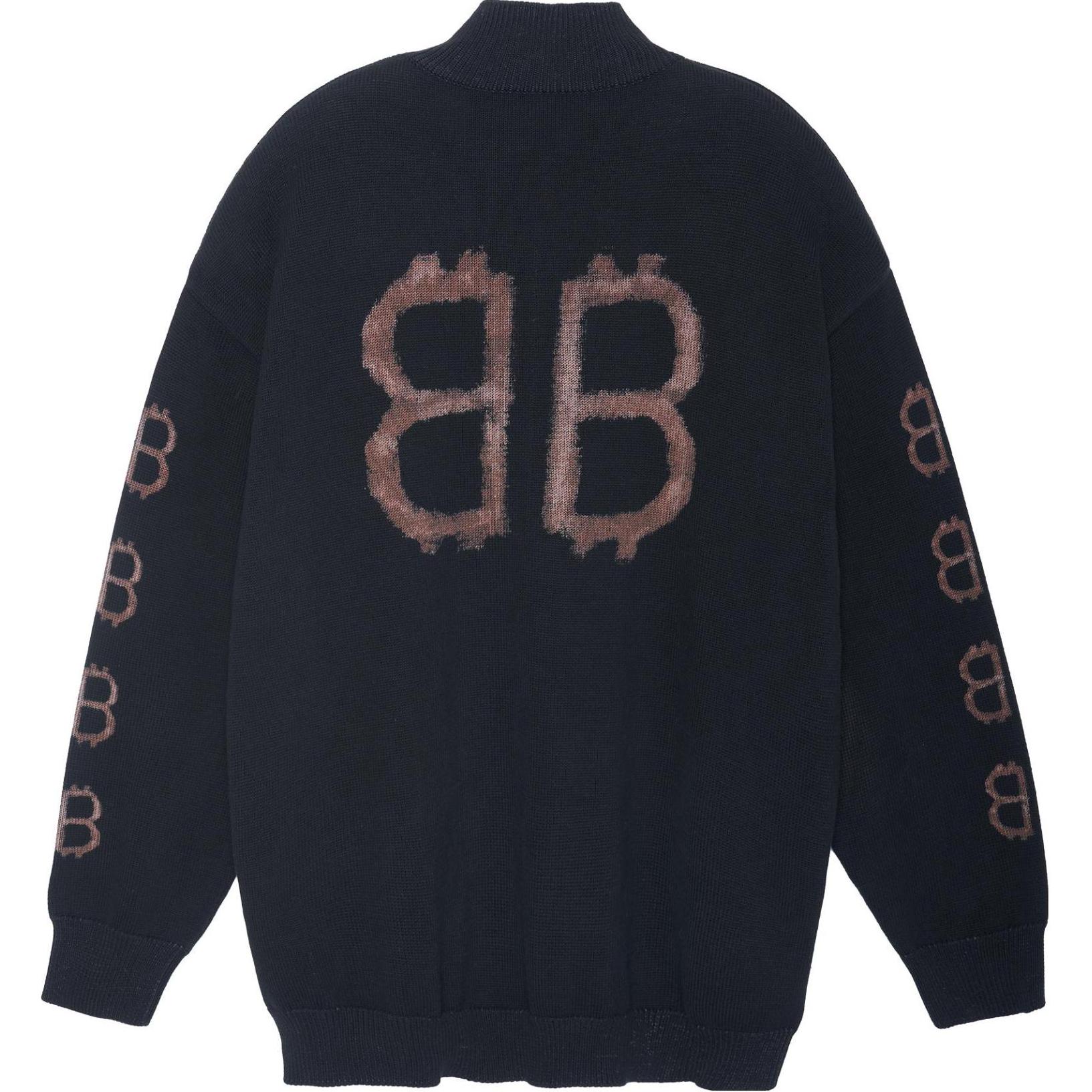 Balenciaga FW23  Black Letter Printed Turtleneck Sweater. 750413T32801000