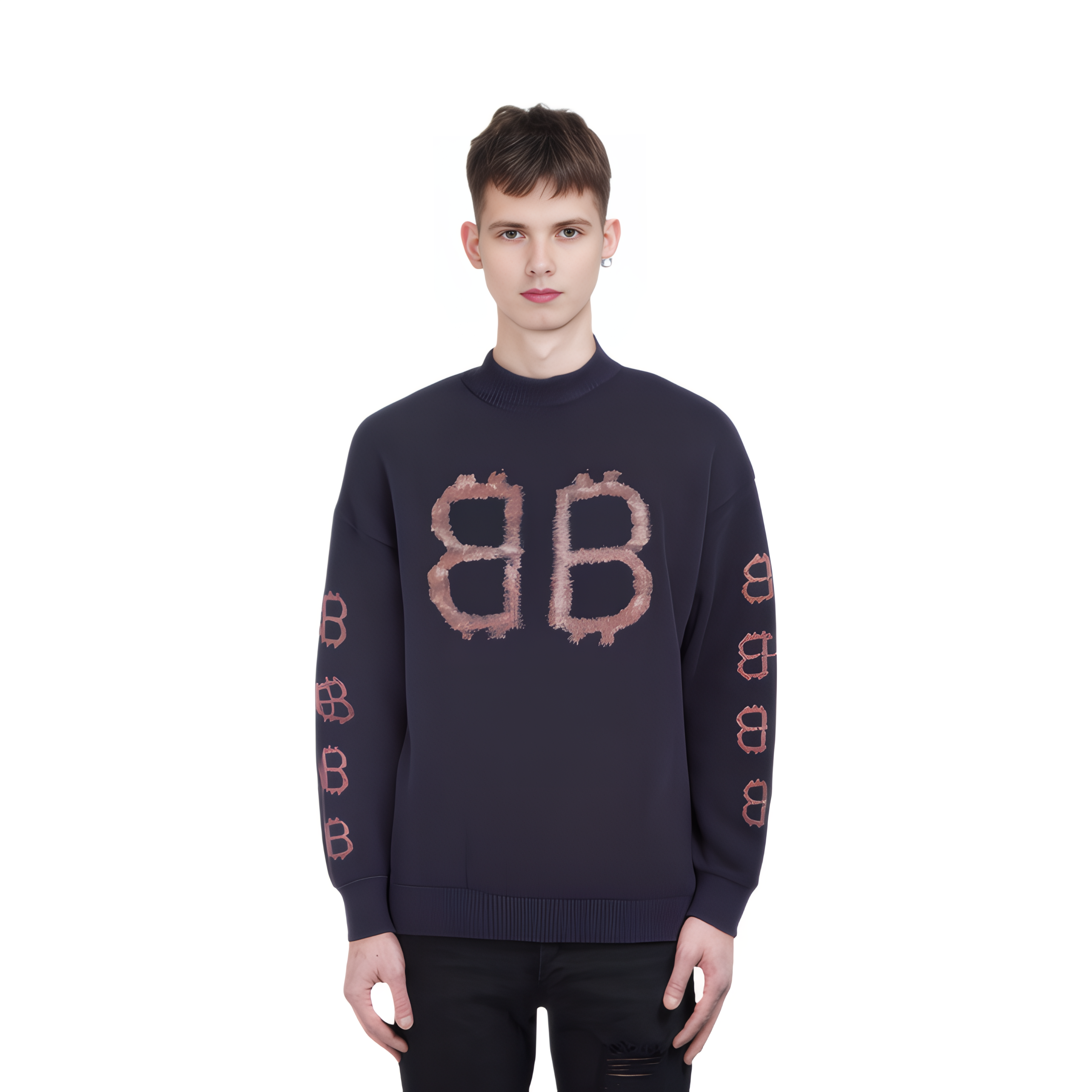 Cheap バレンシアガ FW23 ブラック レタープリント タートルネック セーター 750413T32801000