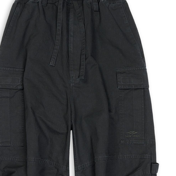 Sizing 발렌시아가 FW23 블랙 루즈핏 드로스트링 스트레이트 카고 팬츠. 698940TKP271000