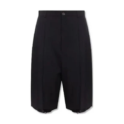 Balenciaga FW23 Black Solid Straight-Fit Casual Shorts. 699002TJO260100