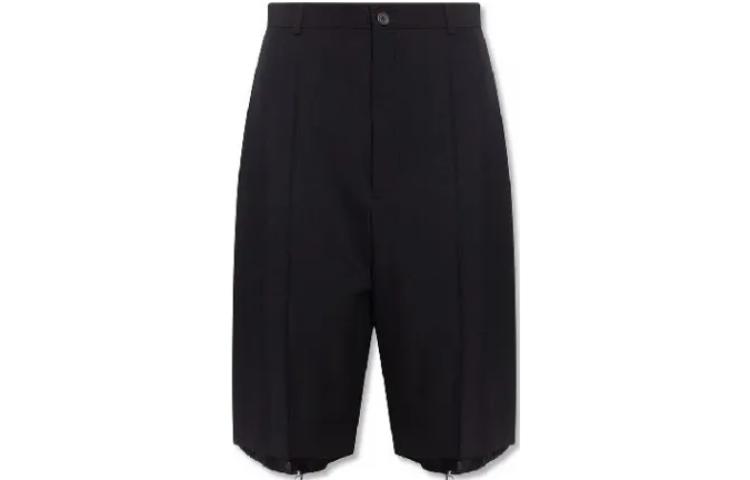Order Balenciaga FW23  Black Solid Straight-Fit Casual Shorts. 699002TJO260100