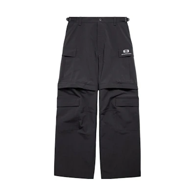 Balenciaga FW23 Black Straight-Leg Pants with Logo Print Belt Loops. 773247TKO311000
