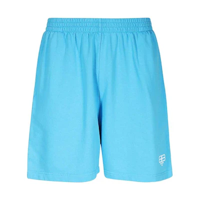 Balenciaga FW23 Blue Logo Print Mid-Rise Straight-Leg Casual Shorts. 676137TMVG64090