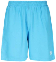 Order Balenciaga FW23 Blue Logo Print Mid-Rise Straight-Leg Casual Shorts. 676137TMVG64090