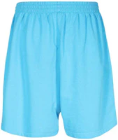 Lookbook Balenciaga FW23 Blue Logo Print Mid-Rise Straight-Leg Casual Shorts. 676137TMVG64090