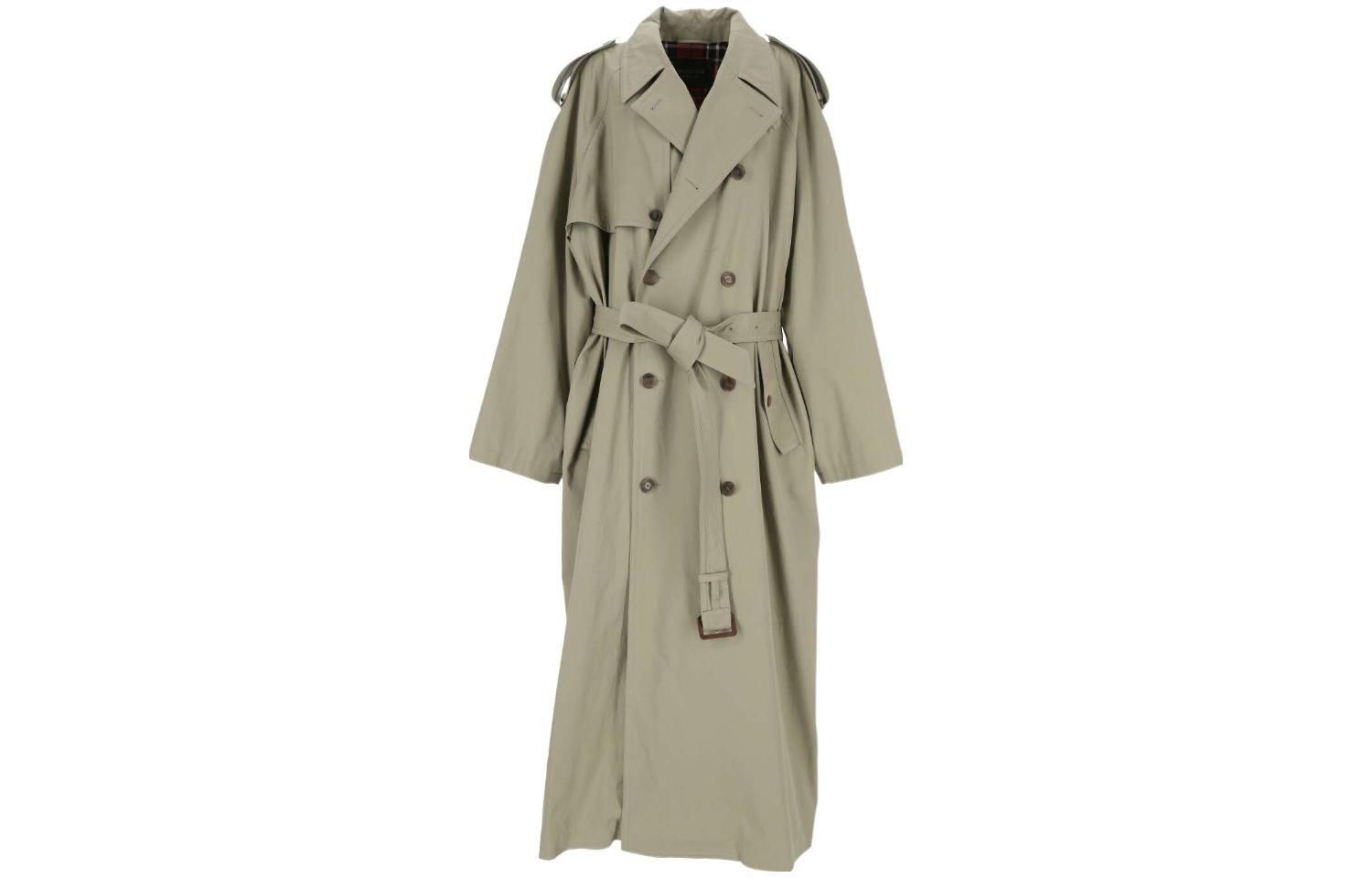 Balenciaga FW23  Green Double-Breasted Long Belted Coat Loose Fit. 776657TKP062801