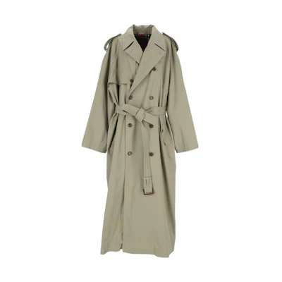 Balenciaga FW23 Green Double-Breasted Long Belted Coat Loose Fit. 776657TKP062801