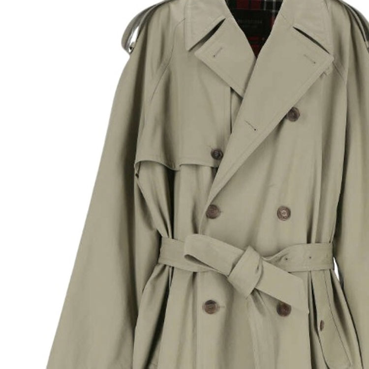 Shop 巴黎世家FW23绿色宽松版双排扣长款腰带大衣. 776657TKP062801