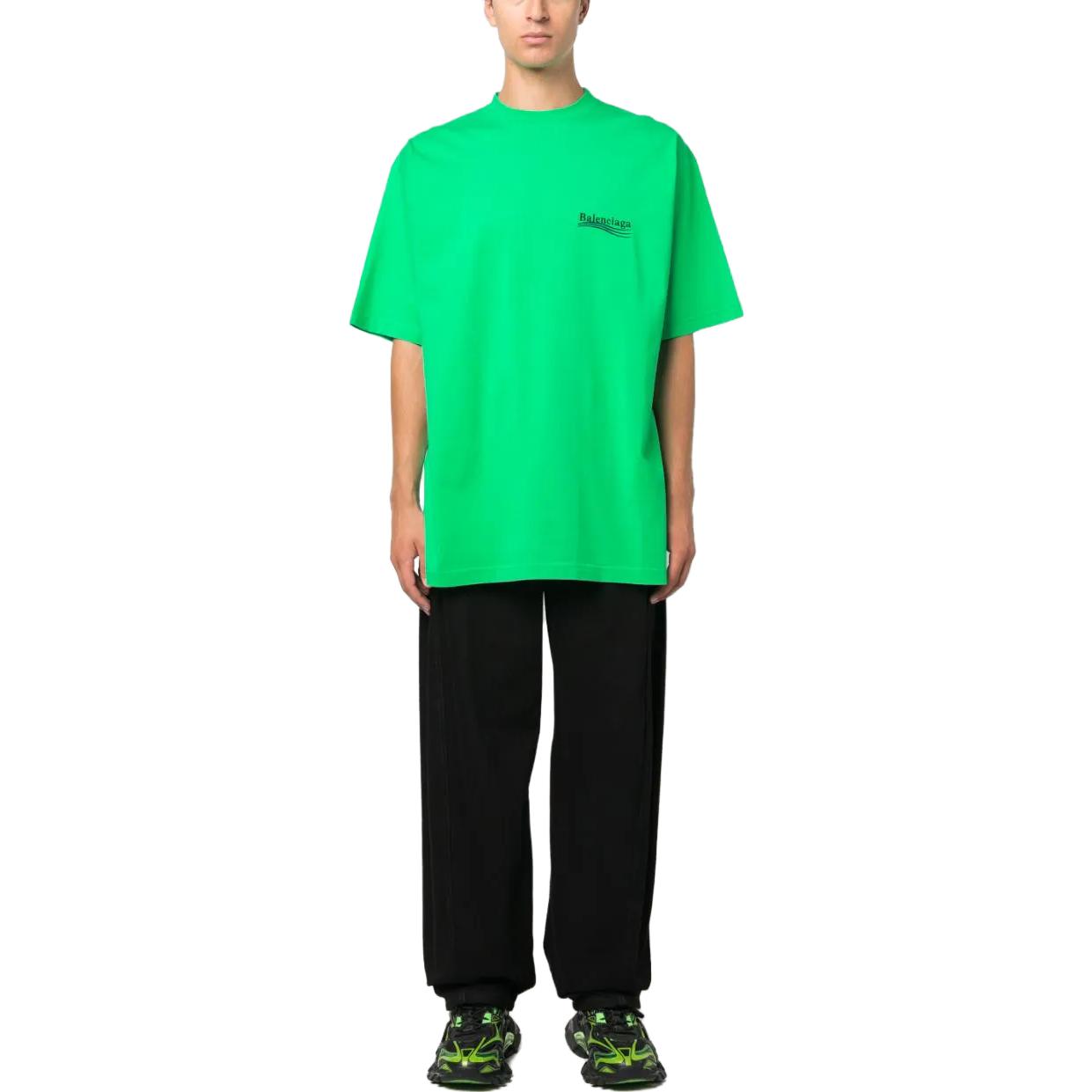 Balenciaga FW23  Green Logo Print Oversized T-Shirt. 641675TPVD33600 圖 4