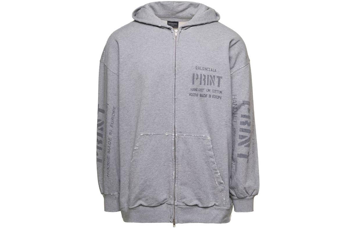 Balenciaga FW23  Grey Solid Letter Print Hoodie. 744454TOVN41167 圖 2