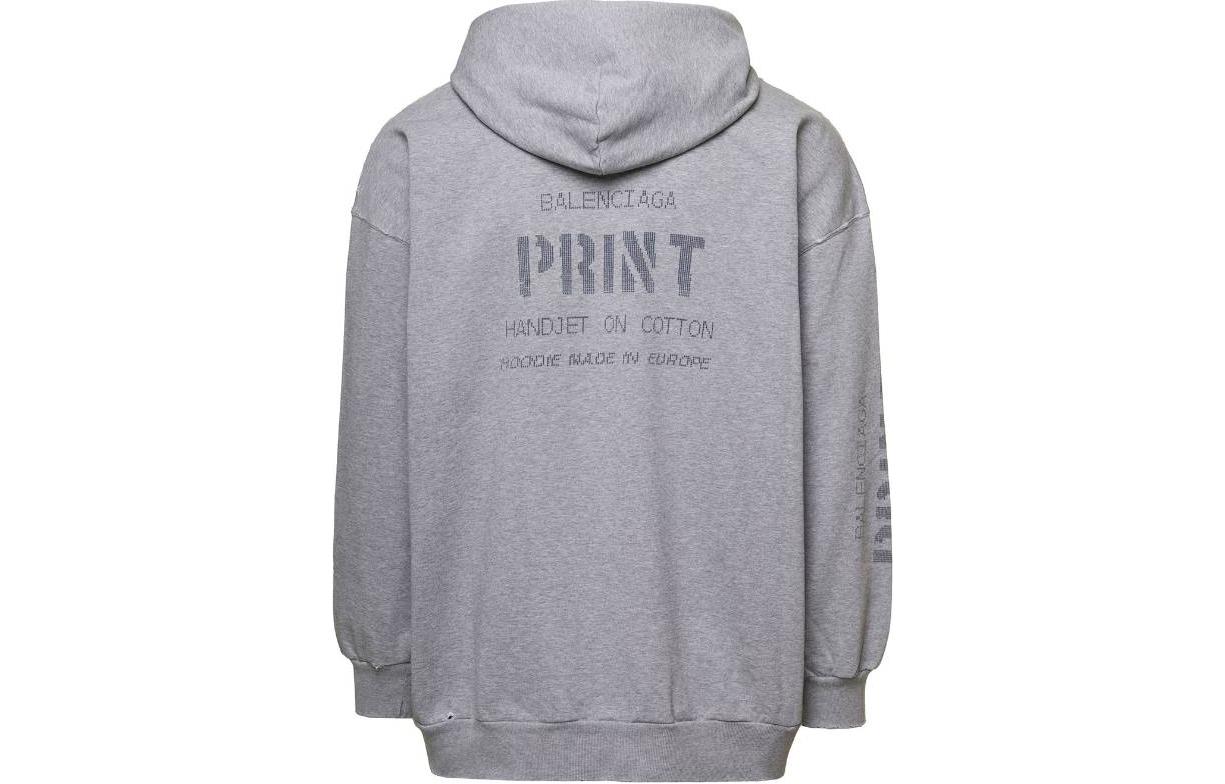 Balenciaga FW23  Grey Solid Letter Print Hoodie. 744454TOVN41167 圖 3
