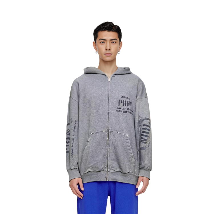 Balenciaga FW23  Grey Solid Letter Print Hoodie. 744454TOVN41167 圖 4