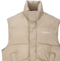 Shop Balenciaga FW23 Logo High-Neck Sleeveless Cotton Vest Khaki. 762769TPO069501