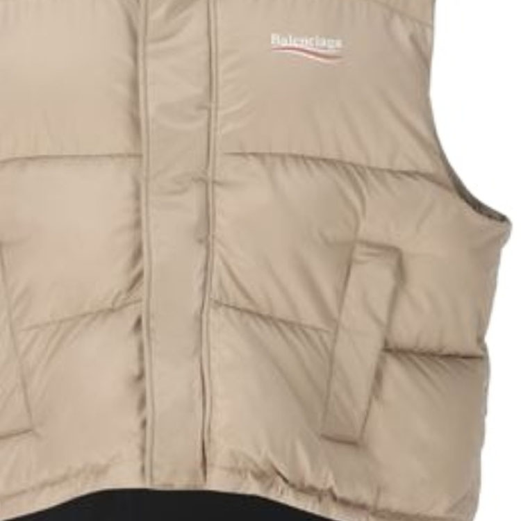 Details for Balenciaga FW23 Logo Baju Tanpa Lengan Leher Tinggi Kapas Khaki. 762769TPO069501