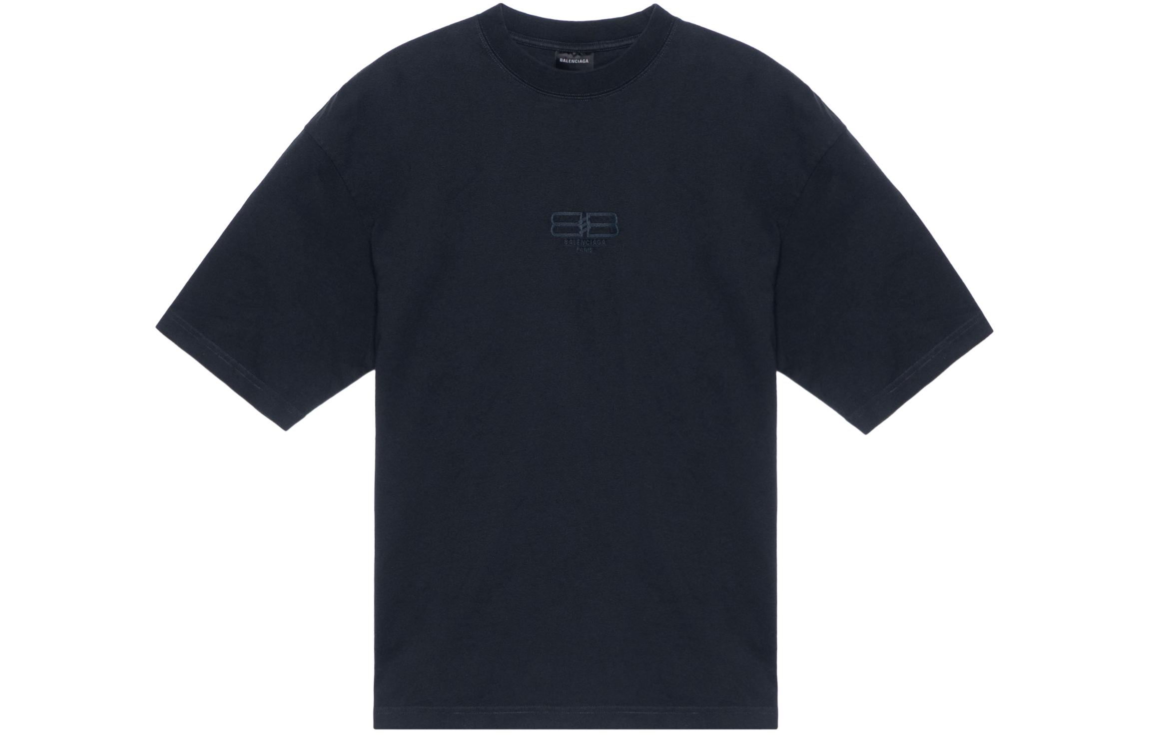 Order Balenciaga FW23  Loose Fit Crewneck Tee with Solid Color Logo Embroidery. 612966TMVG78190