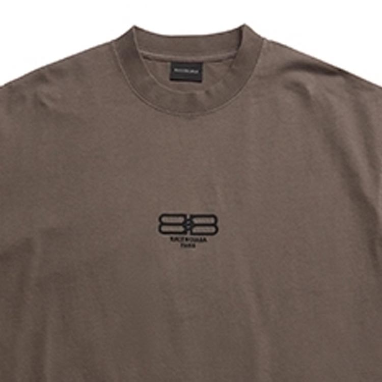 Cheap Balenciaga FW23  Loose Fit Crewneck Tee with Solid Color Logo Embroidery. 612966TMVG78190