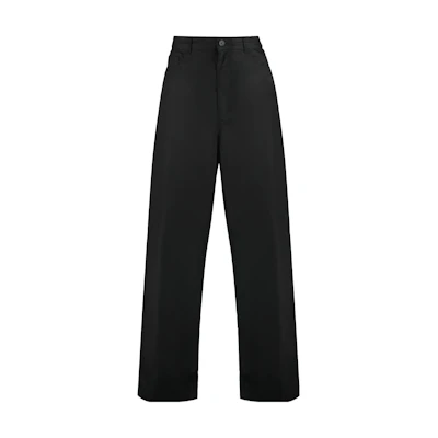 Balenciaga FW23 Loose Fit High-Waisted Straight Casual Pants Black. 746513TNM601000