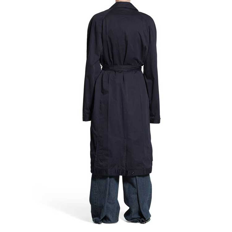 Purchase Balenciaga FW23 Mantel Trench Navy dengan Ikat Pinggang. 768919TBP014063