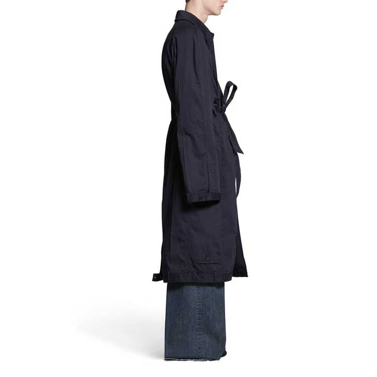 Details for Balenciaga FW23 Mantel Trench Navy dengan Ikat Pinggang. 768919TBP014063