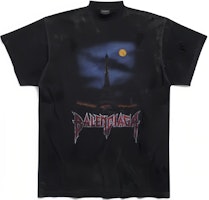 Balenciaga FW23 Oversized Logo Print Distressed Black T-Shirt. 739028TOVE41055 Balenciaga FW23 Oversized Logo Print Distressed Black T-Shirt. 739028TOVE41055
